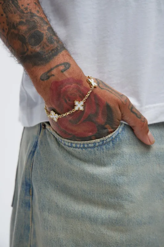 Crossed Off Bracelet - Gold sold by Fashion Nova