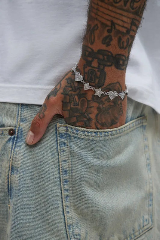 Iced Mixed Shape Bracelet - Silver sold by Fashion Nova