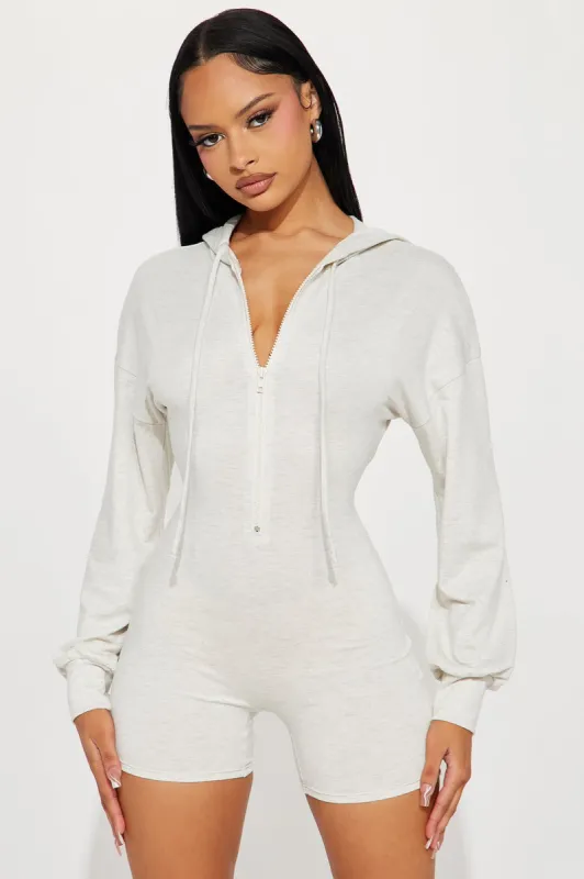 Put It On Romper - Oatmeal sold by Fashion Nova