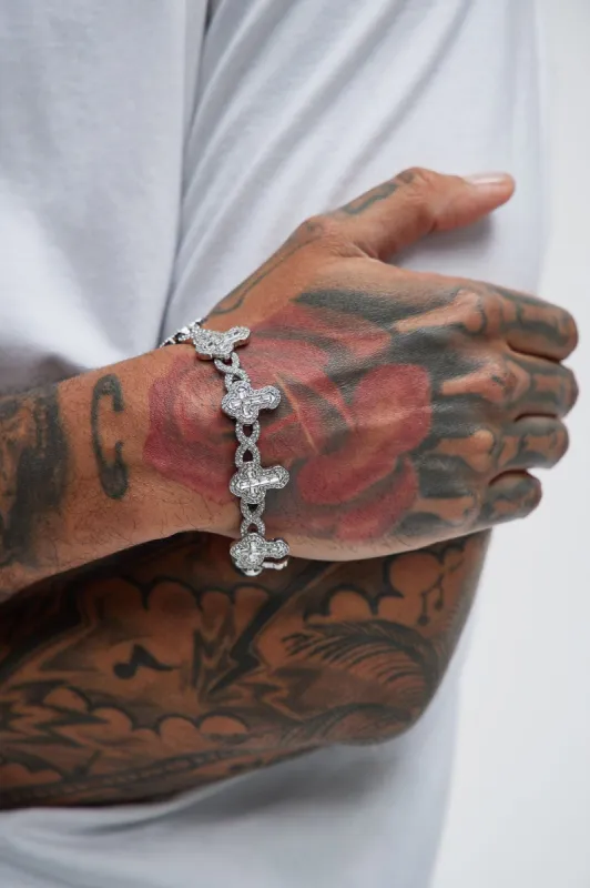 Iced Crosses Bracelet - Silver sold by Fashion Nova