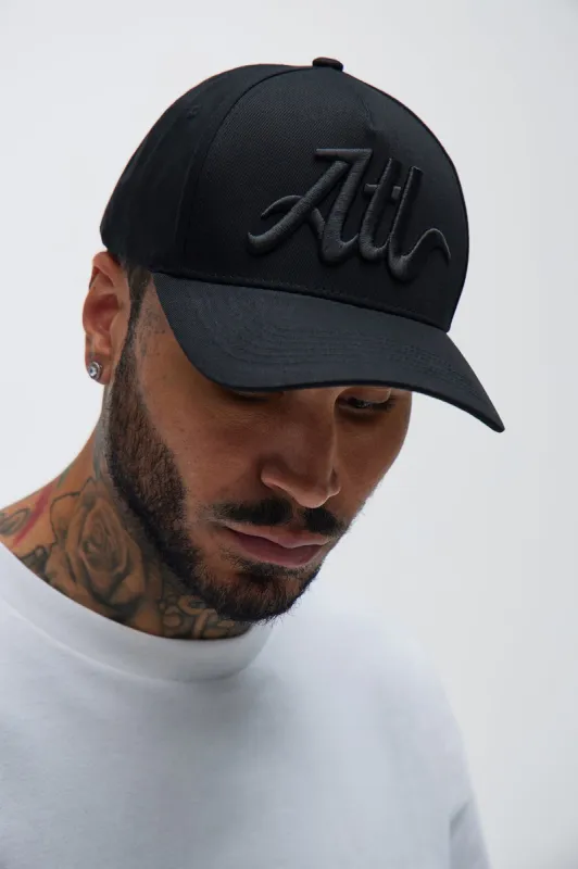 Atlanta Snapback Hat - Black/Black sold by Fashion Nova