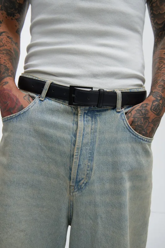 Stay Fly Faux Leather Belt - Black/Black sold by Fashion Nova