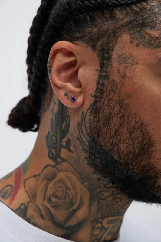 High Value Stud Earring Set - Silver/Blue sold by Fashion Nova