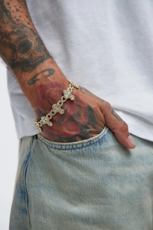 Iced Crosses Bracelet - Gold sold by Fashion Nova