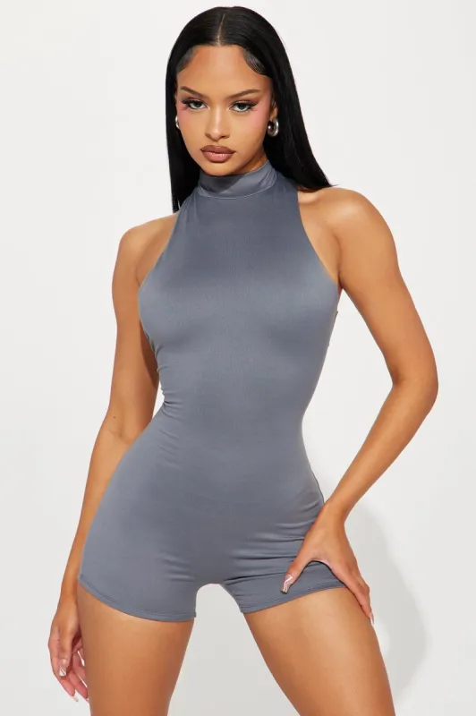 Diana Double Lined Romper - Charcoal sold by Fashion Nova