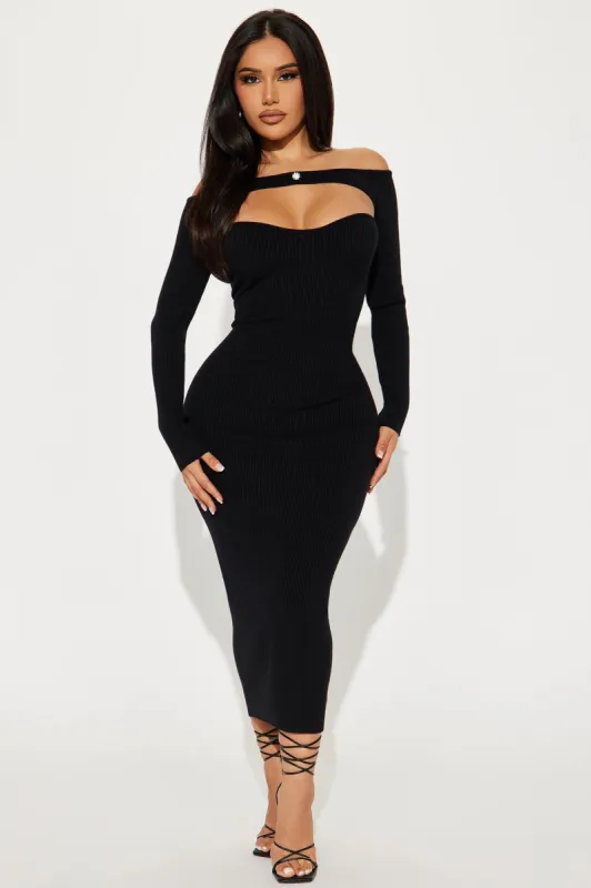 Aspen Sweater Maxi Dress - Black sold by Fashion Nova