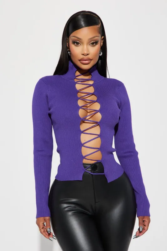 All Laced Up Sweater Top - Purple sold by Fashion Nova