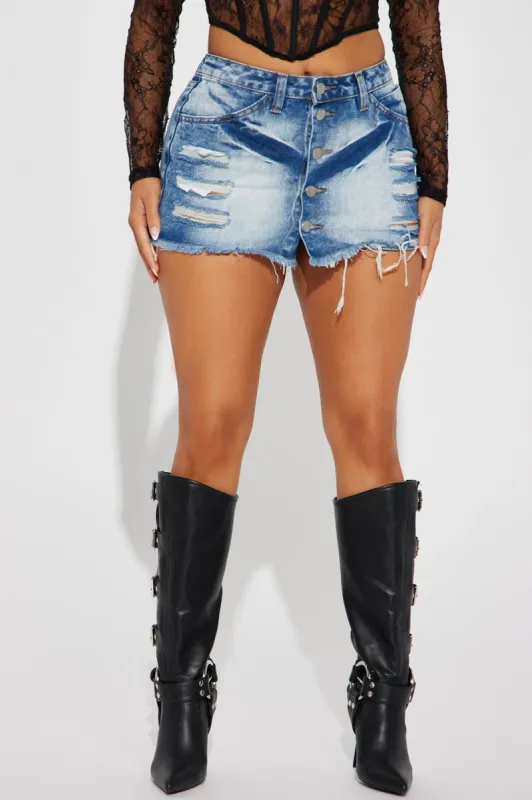 Unbothered Denim Micro Mini Skirt - Medium Wash sold by Fashion Nova