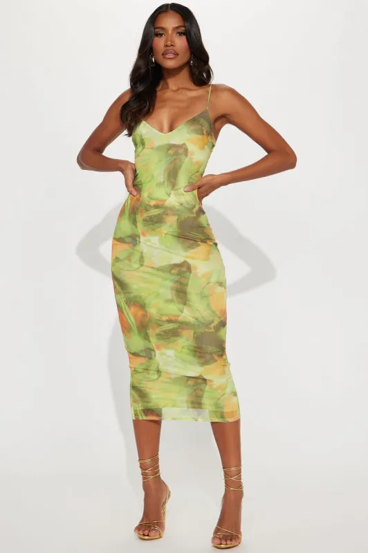 Delilah Mesh Midi Dress - Lime sold by Fashion Nova