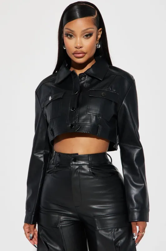 On My Way Cropped Jacket - Black sold by Fashion Nova