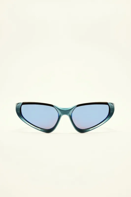 I Want It All Sunglasses - Blue sold by Fashion Nova