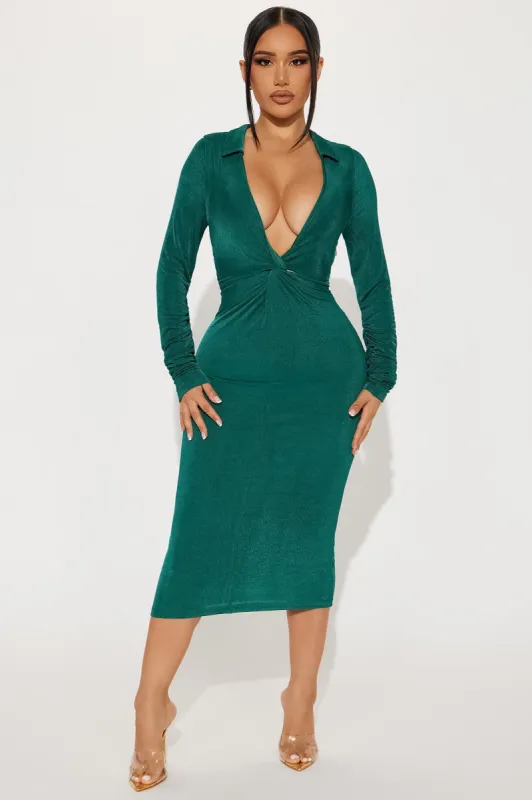 Julie Slinky Midi Dress - Hunter made by Fashion Nova