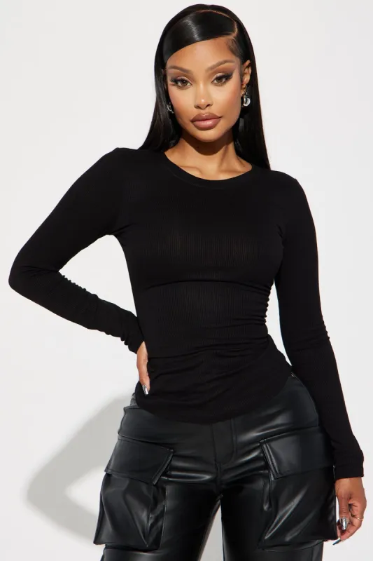 Jesse Ribbed Top - Black sold by Fashion Nova