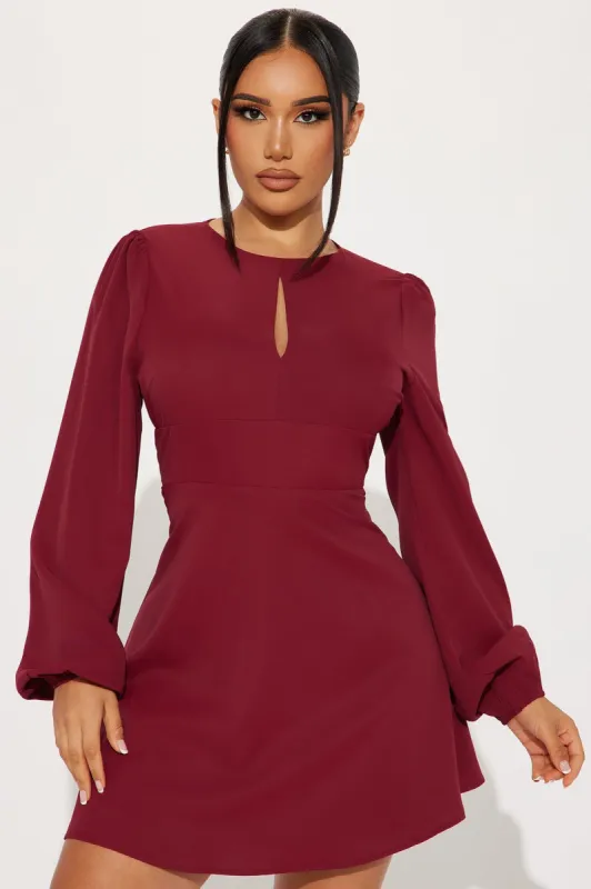 Clarissa A-Line Mini Dress - Wine sold by Fashion Nova