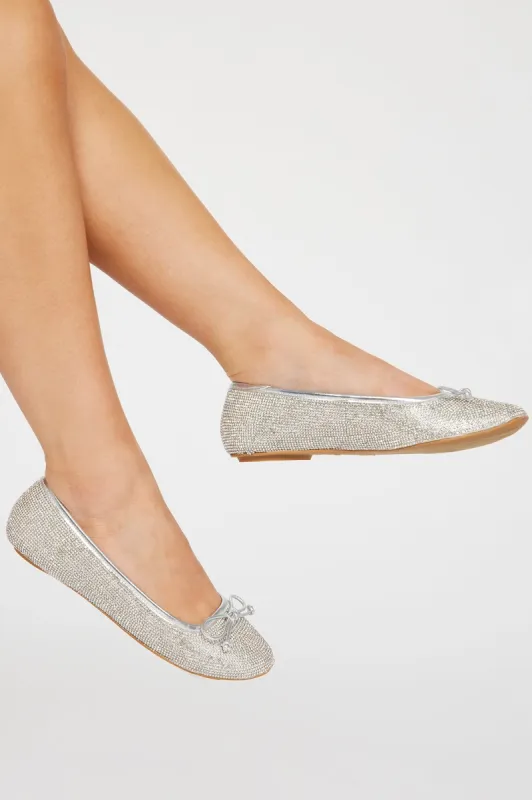 Cherie Embellished Ballet Flats - Silver sold by Fashion Nova