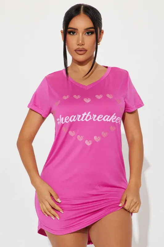 Hashtag Heartbreaker PJ Sleep Shirt - Fuchsia sold by Fashion Nova