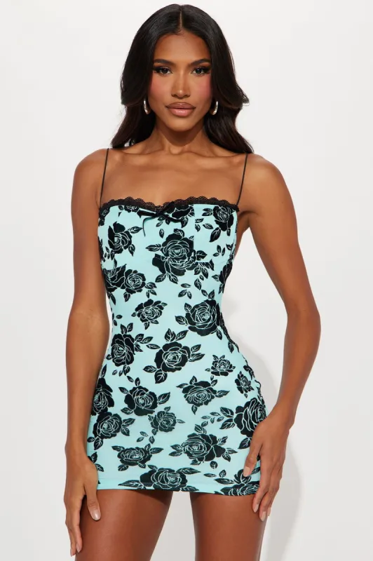 Delaney Floral Mini Dress - Blue sold by Fashion Nova