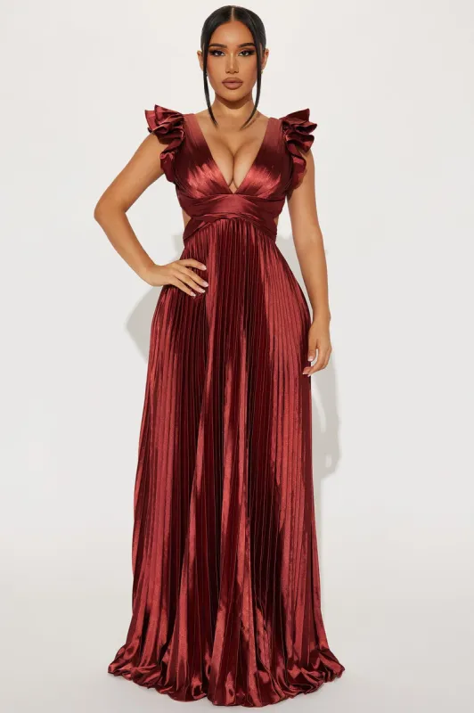 Sun Kissed Nights Satin Maxi Dress - Rust sold by Fashion Nova
