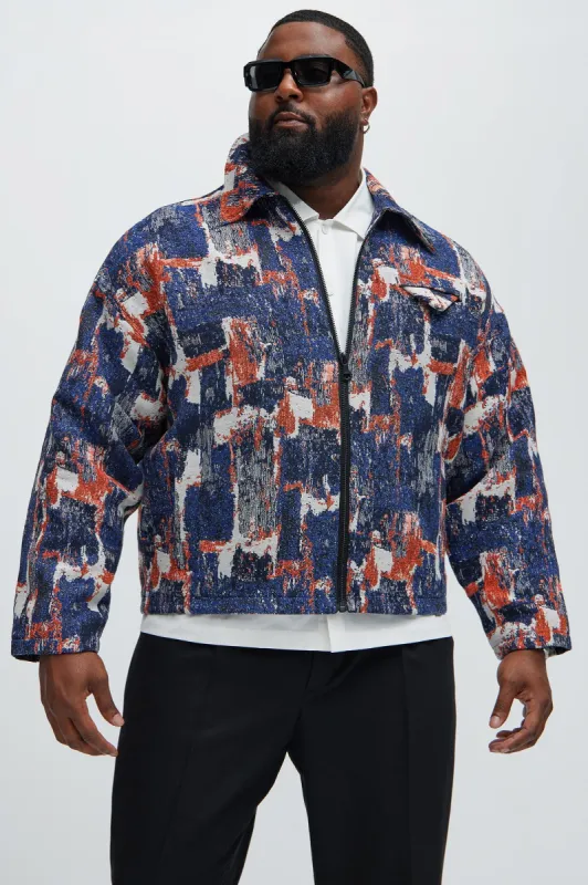 Hayward Tapestry Jacket - Blue/combo sold by Fashion Nova