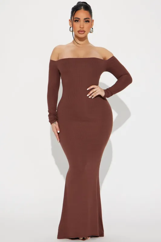 Becky Ribbed Maxi Dress - Brown sold by Fashion Nova