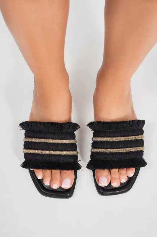Monaco Flat Sandals - Black sold by Fashion Nova