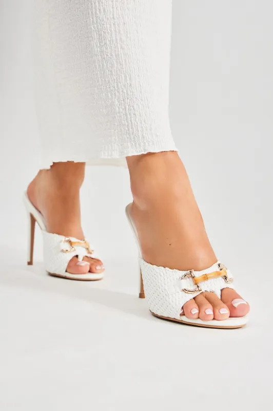 Time For A Vacay Mules - White sold by Fashion Nova