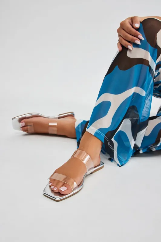 Abbie Clear Flat Sandals - Silver sold by Fashion Nova
