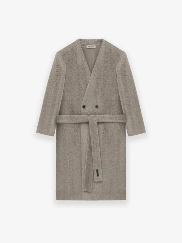 Chevron Brushed Wool Lapelless Overcoat sold by Fear of God