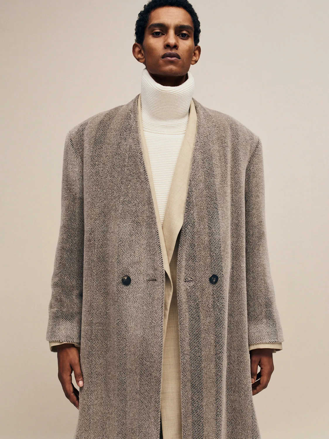 Chevron Brushed Wool Lapelless Overcoat sold by Fear of God product image thumbnail 4