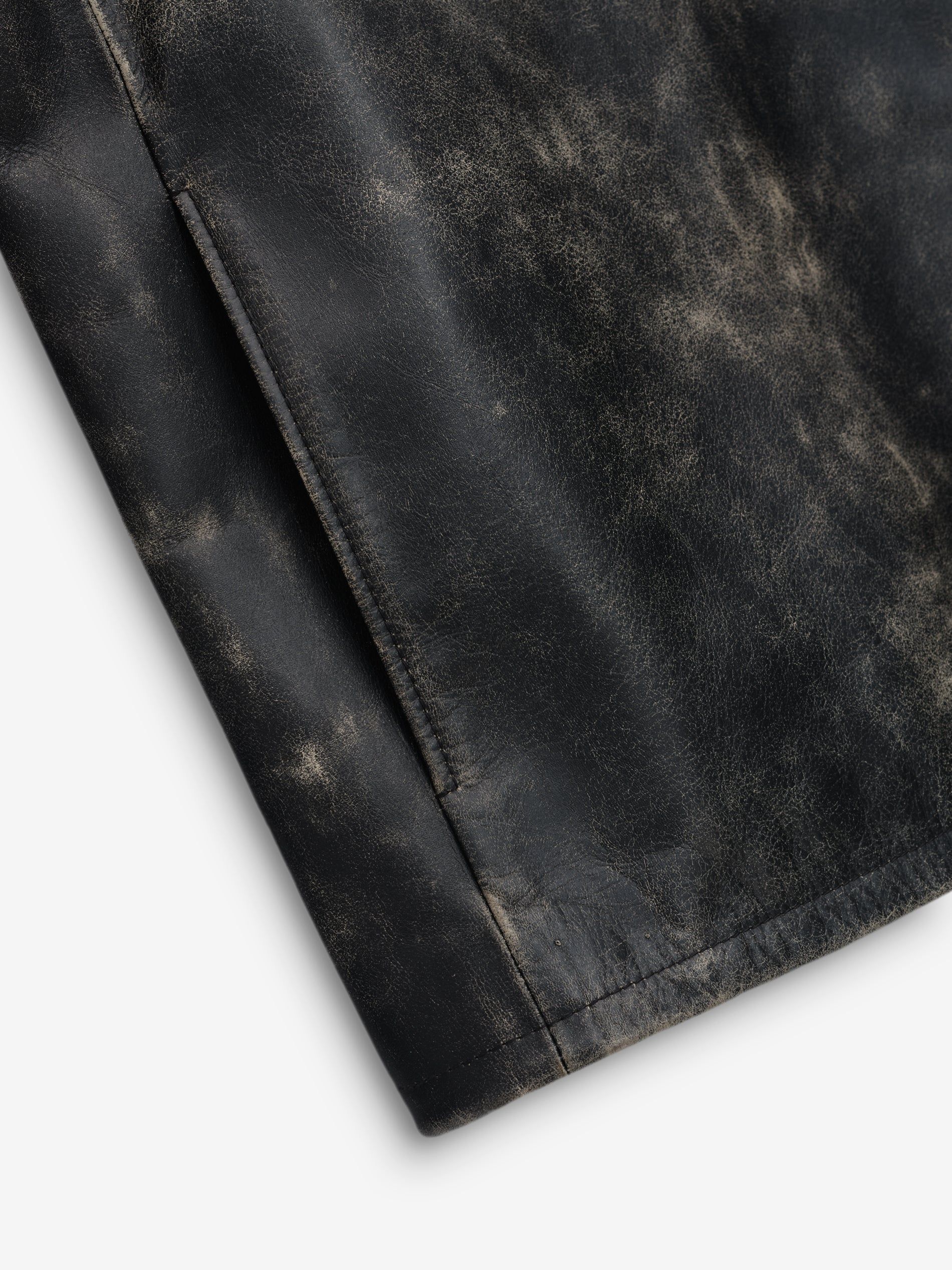 Vintage Leather Moto Collarless Jacket sold by Fear of God product image thumbnail 3