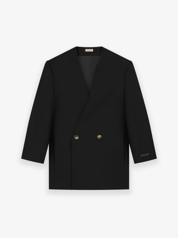 Wool Silk Relaxed Lapelless Blazer sold by Fear of God