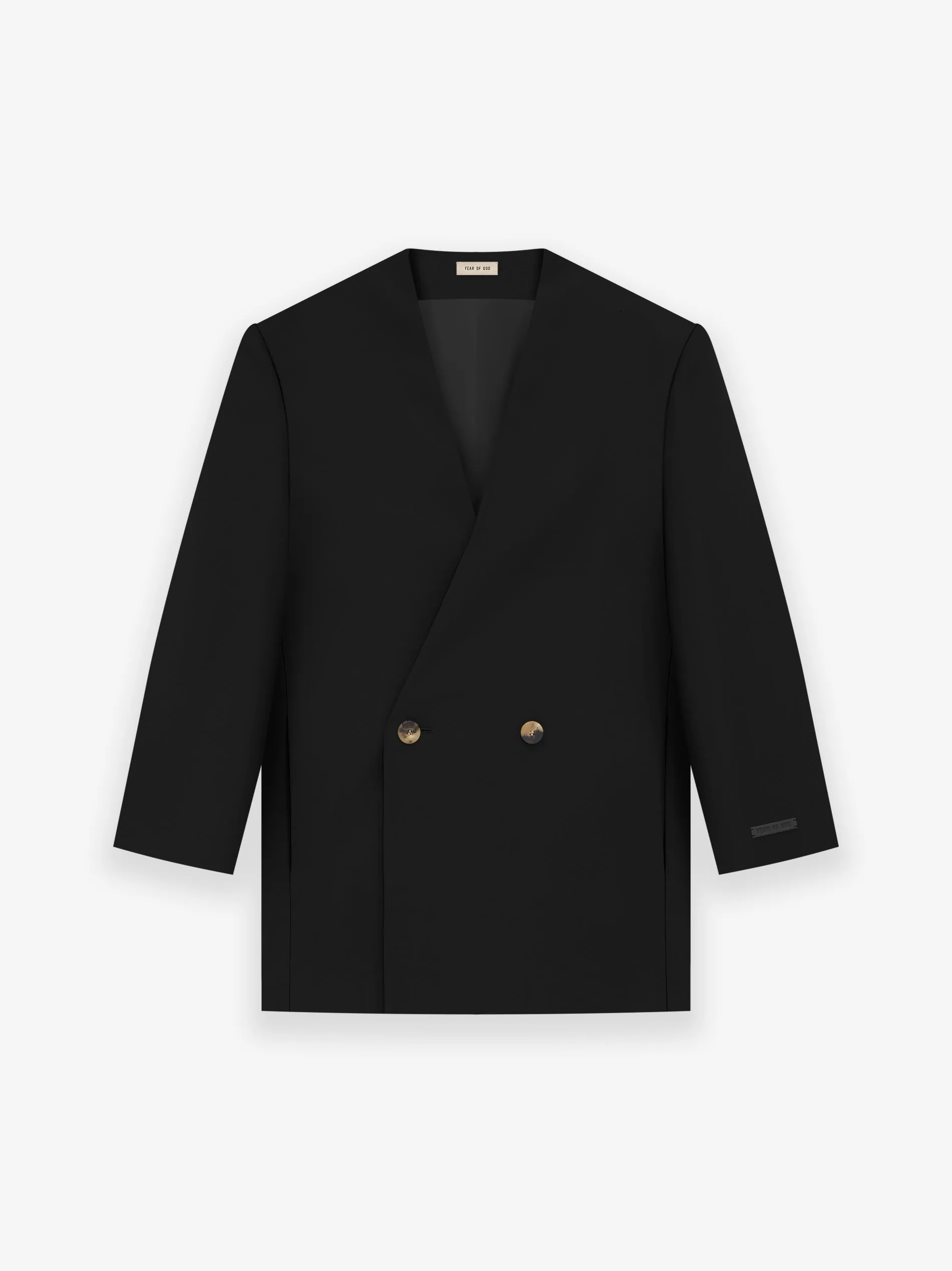 Wool Silk Relaxed Lapelless Blazer sold by Fear of God