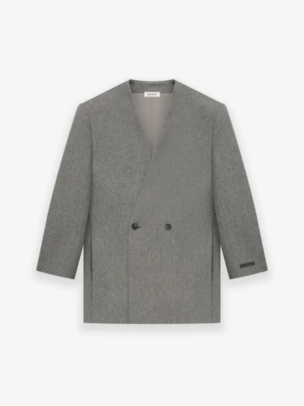 Melange Wool Double Breasted Lapelless Blazer sold by Fear of God