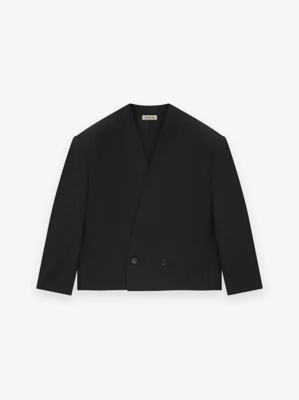 Wool Gabardine Cropped Lapelless Blazer sold by Fear of God