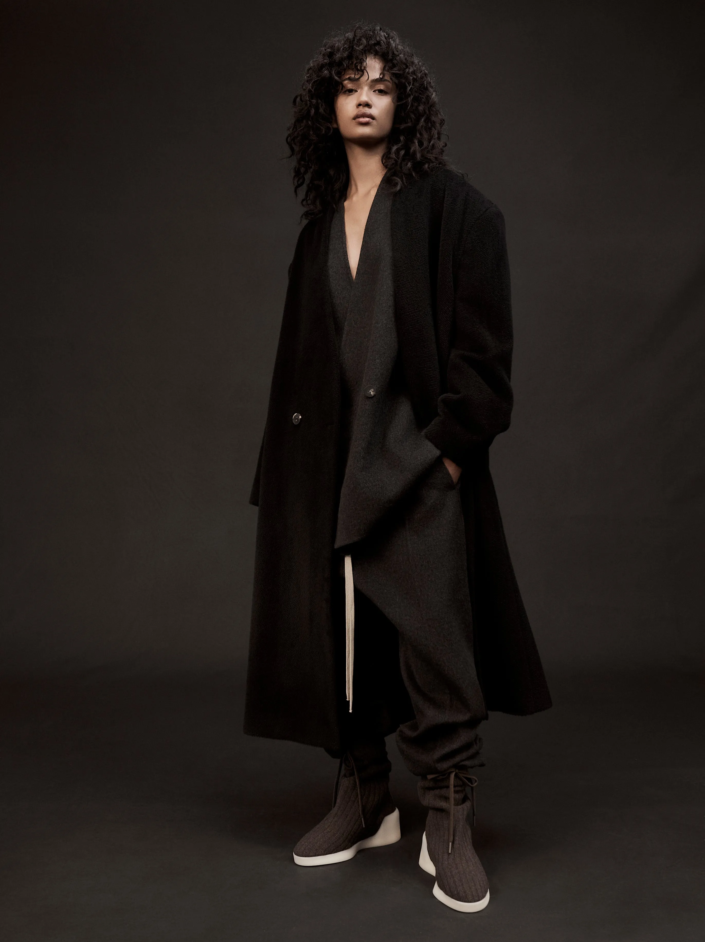 Wool Cashmere Relaxed Lapelless Blazer sold by Fear of God