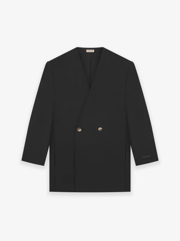 Silk Wool Double Breasted Lapelless Blazer sold by Fear of God