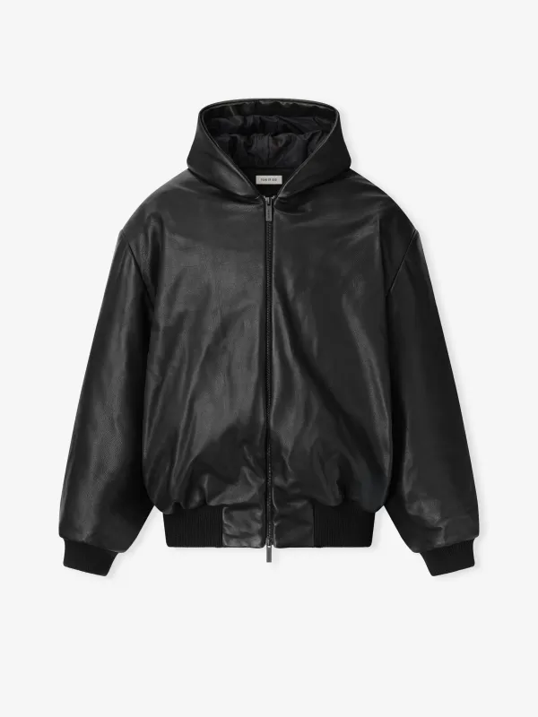 Leather Hooded Bomber Jacket sold by Fear of God