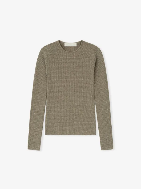 Womens Waffle Knit Long Sleeve Top made by Essentials