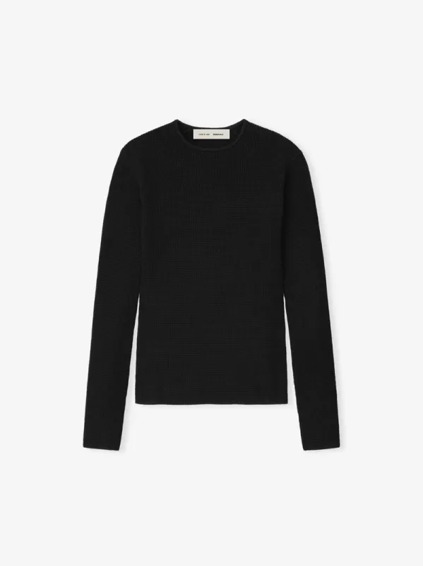 Womens Waffle Knit Long Sleeve Top made by Essentials