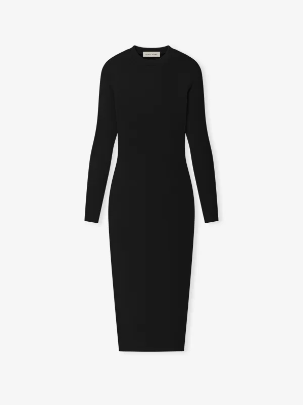 Womens Rib Knit Fitted Long Sleeve Dress made by Essentials