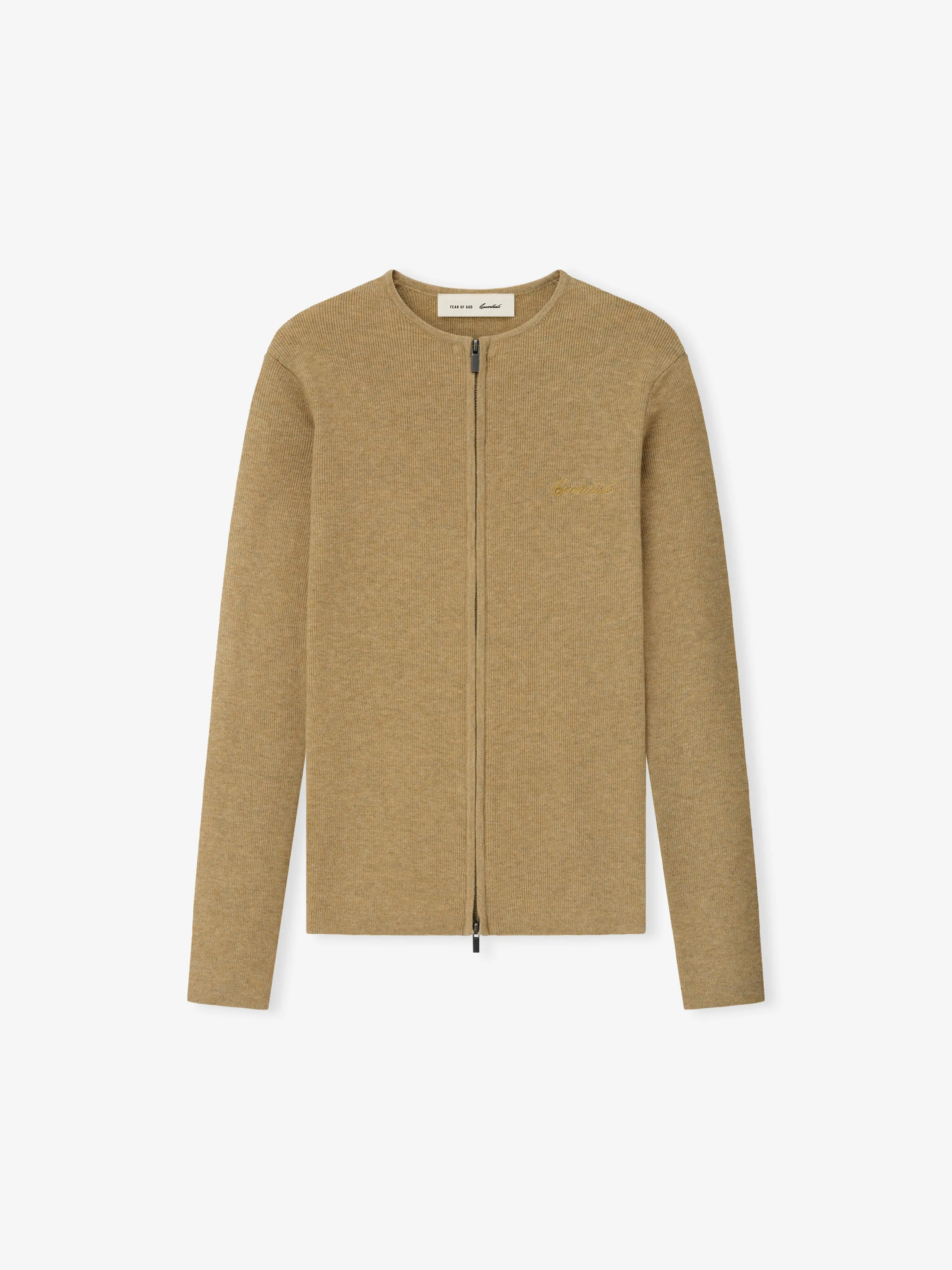 Womens Signature Rib Knit Fitted Long Sleeve Zip Up Tee sold by Fear of God