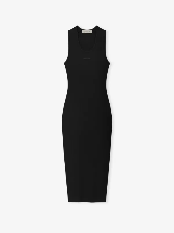 Womens Rib Knit Fitted Long Tank Dress made by Essentials