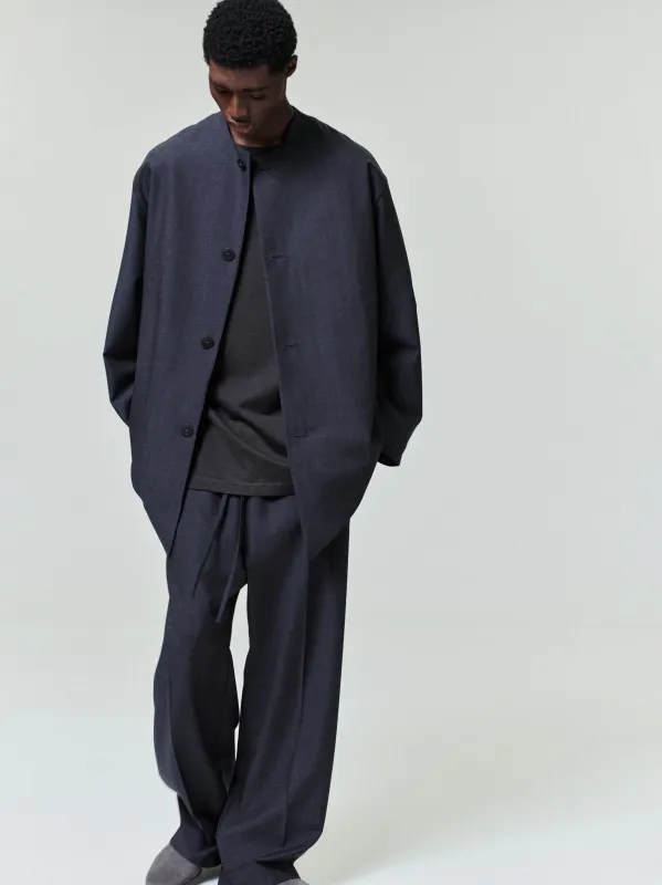 Black Striped Wool Wide Leg Drawstring Pants made by Fear of God
