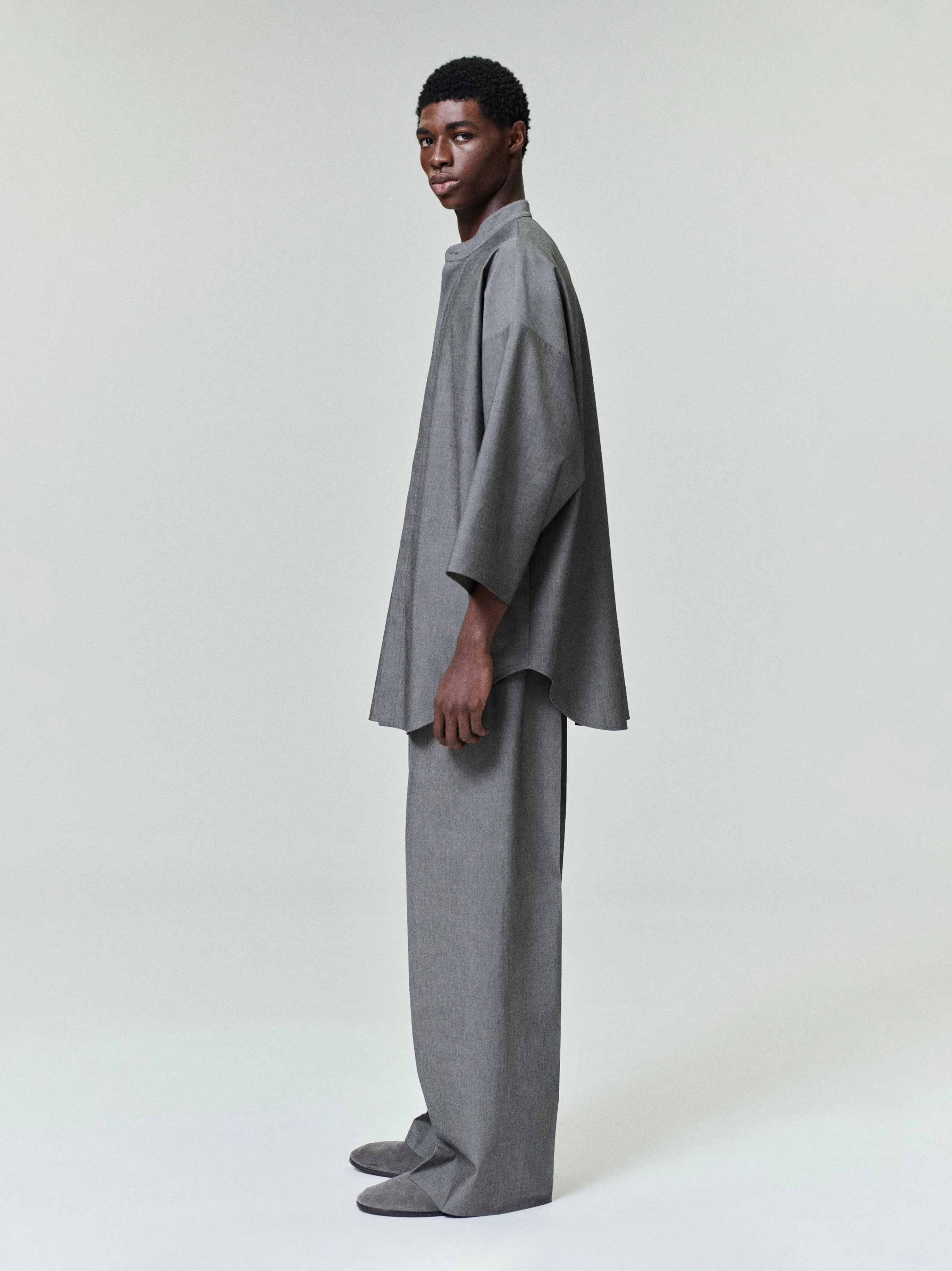 Cotton Wool Oxford Mandarin Relaxed Short Sleeve Shirt sold by Fear of God product image thumbnail 2