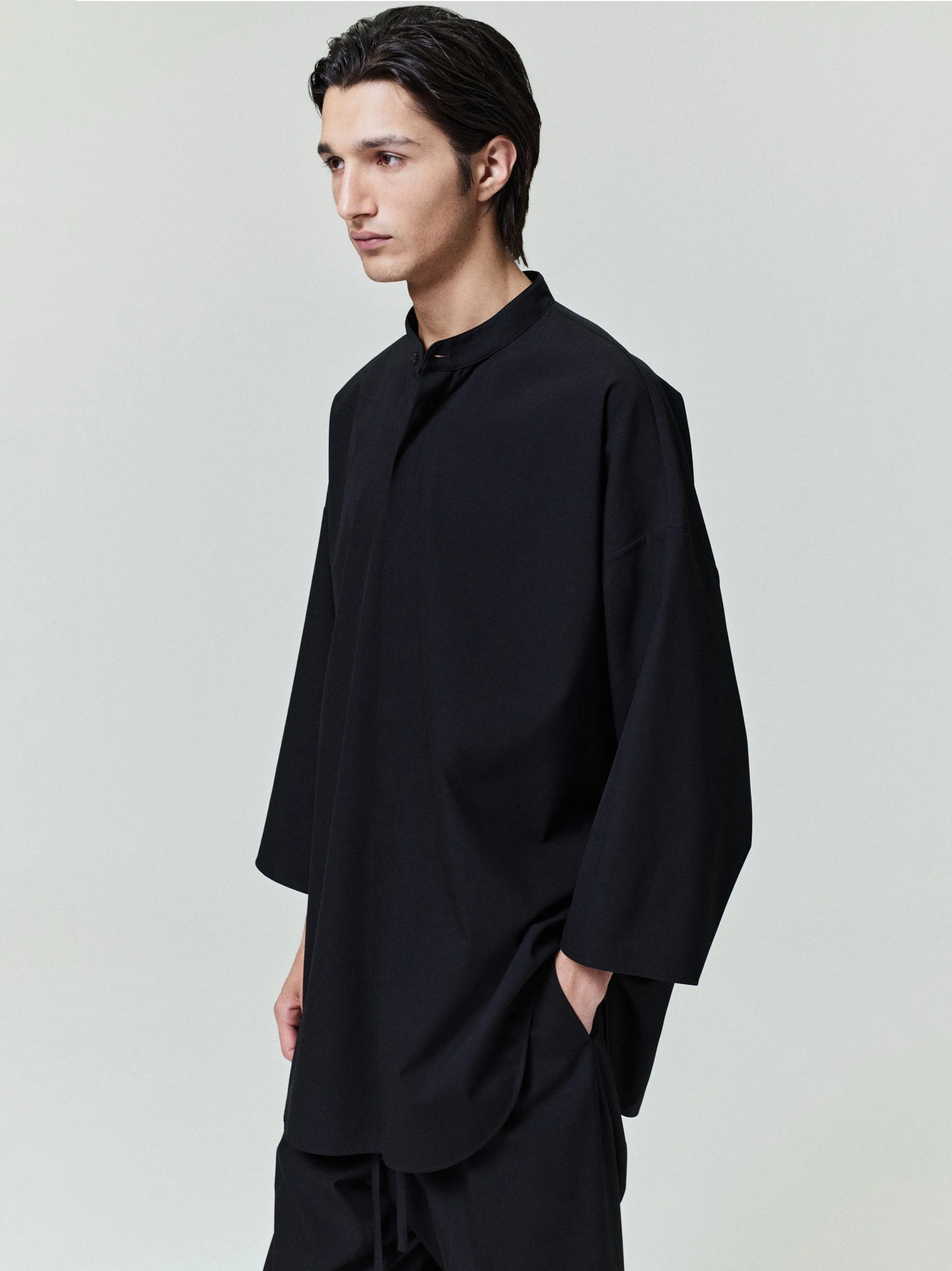Cotton Wool Oxford Mandarin Relaxed Short Sleeve Shirt sold by Fear of God