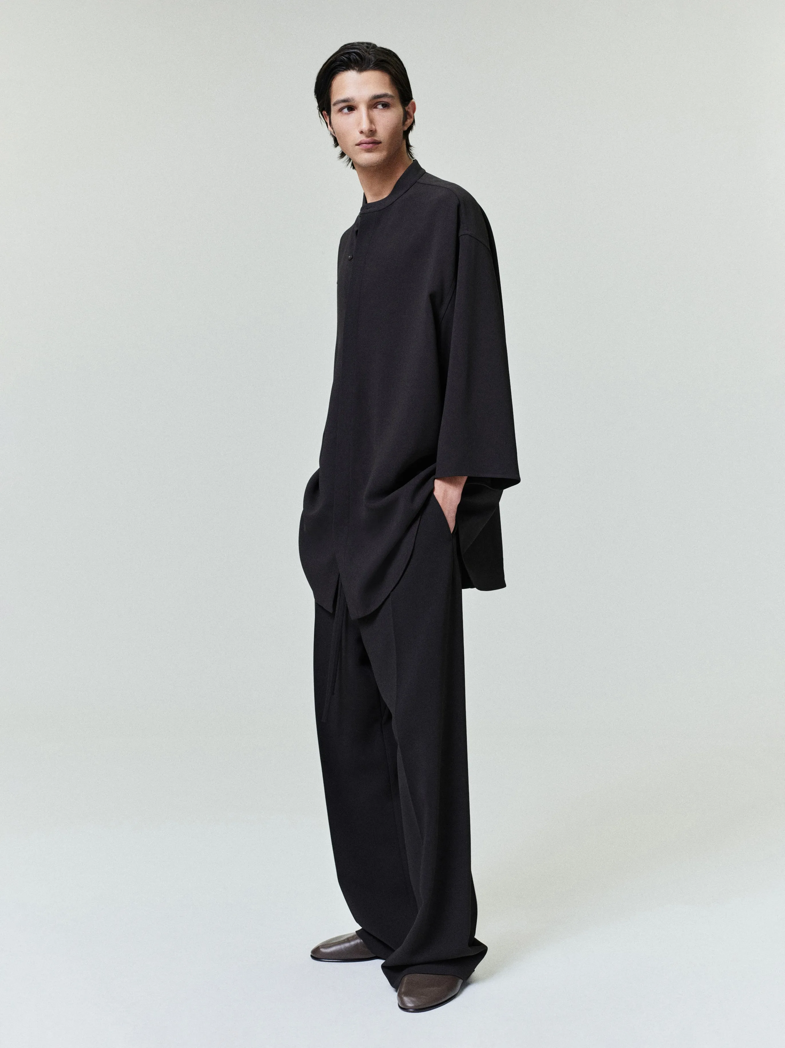 Cotton Wool Oxford Mandarin Relaxed Short Sleeve Shirt sold by Fear of God product image thumbnail 2