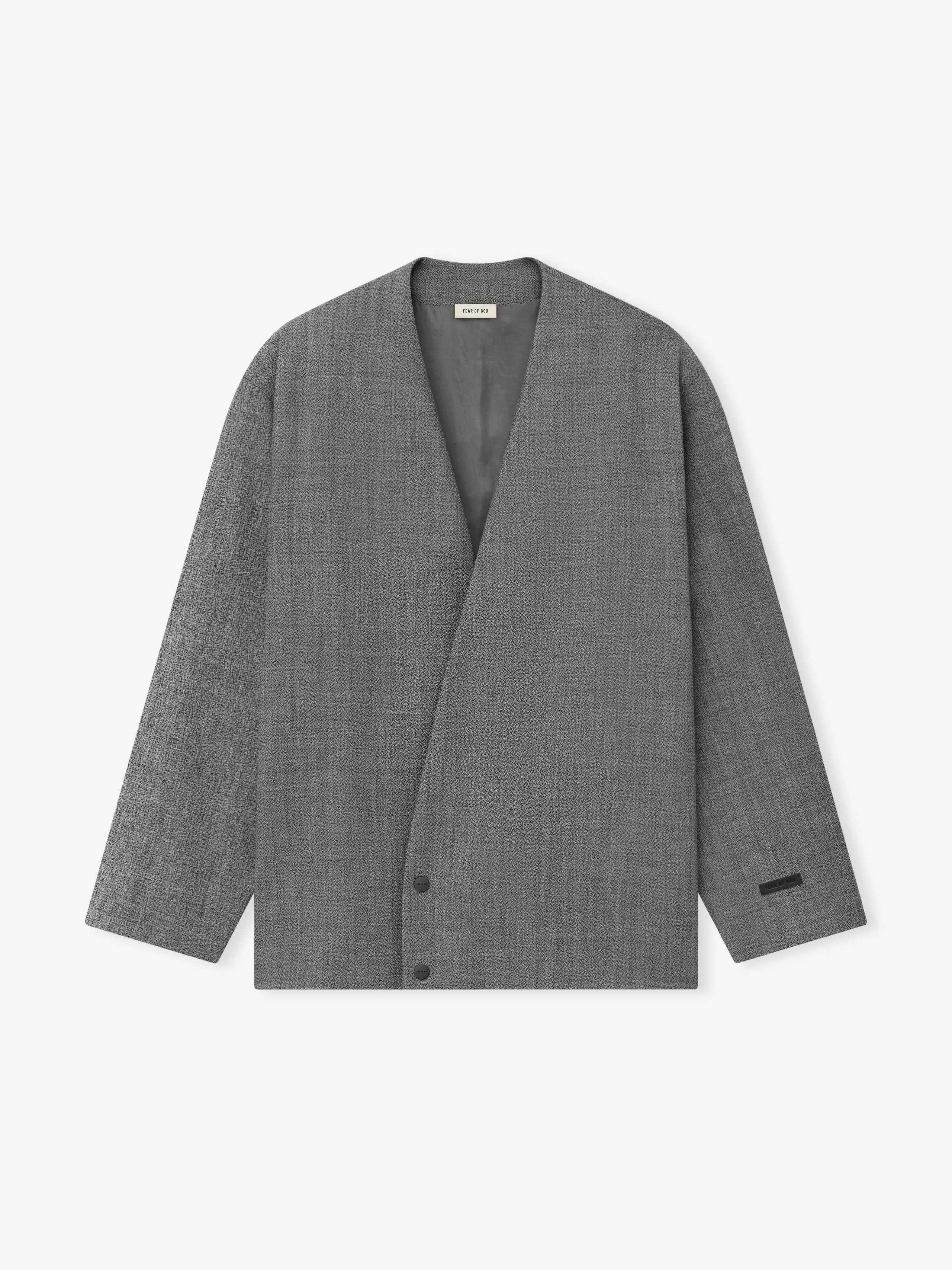 Mouline Wool Relaxed Lapelless Jacket sold by Fear of God
