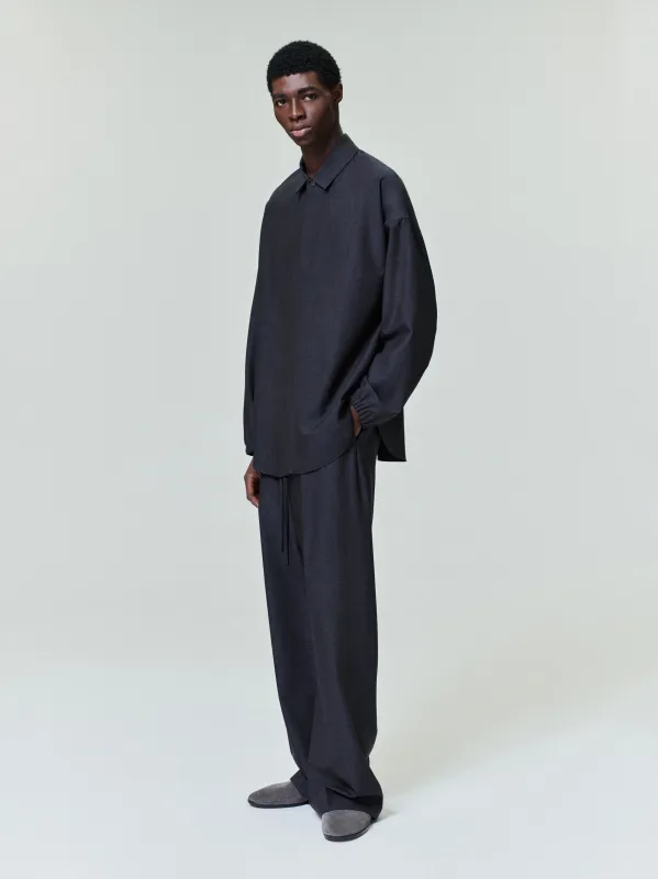Black Striped Wool Elastic Cuff Shirt made by Fear of God
