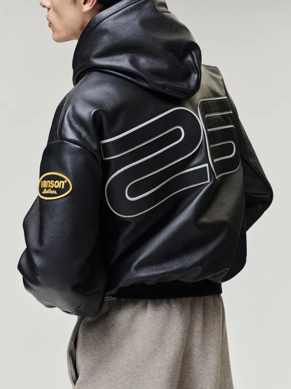 Vanson Essentials Leather Hooded Bomber made by Essentials