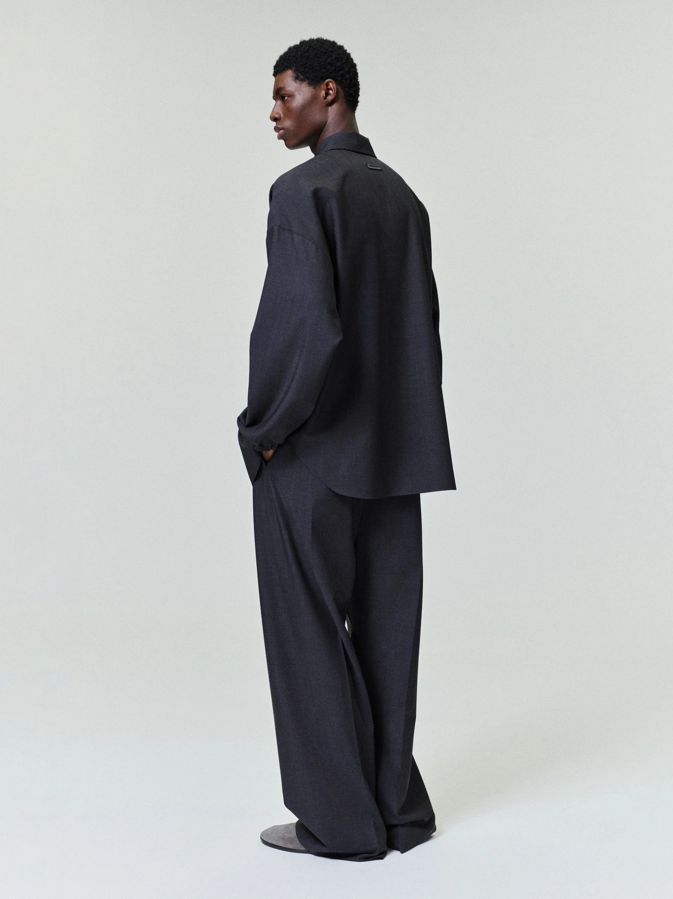Grey Striped Wool Elastic Cuff Shirt sold by Fear of God product image thumbnail 3